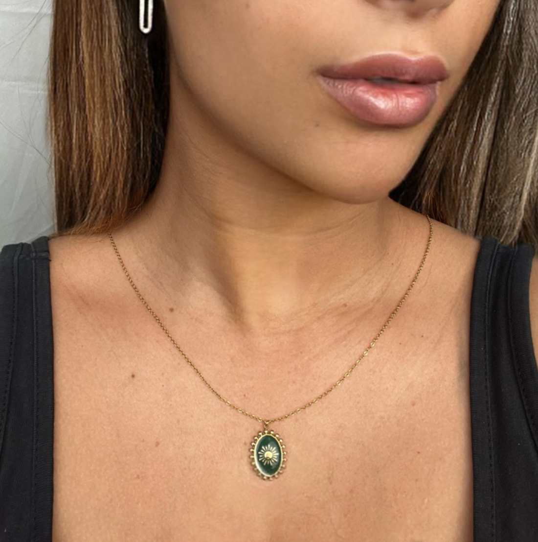 Collier Bohème Pierre Vert Ensoleillé - ZAKOUTAA