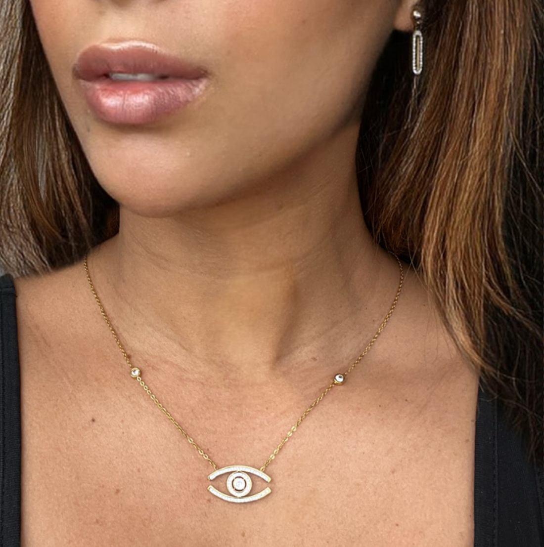Collier œil en cristal - ZAKOUTAA