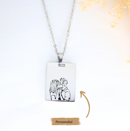 personalized rectangle plaque pendant necklace With a little word or a first name. 