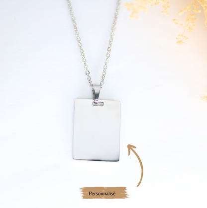 personalized rectangle plaque pendant necklace With a little word or a first name. 