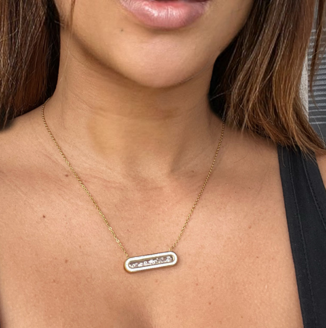 Collier doré luxe cristaux en acier inoxydable - ZAKOUTAA
