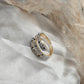 Bague dorée ajustable serpent en trois rangées avec strass argenté en acier inoxydable KAA