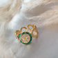 Bague dorée ajustable avec strass vert en acier inoxydable KEOLA