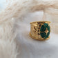 Bague dorée bohème ajustable avec pierre émeraude en acier inoxydable DIANA RéussiteActif