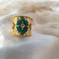 Bague dorée bohème ajustable avec pierre émeraude en acier inoxydable DIANA