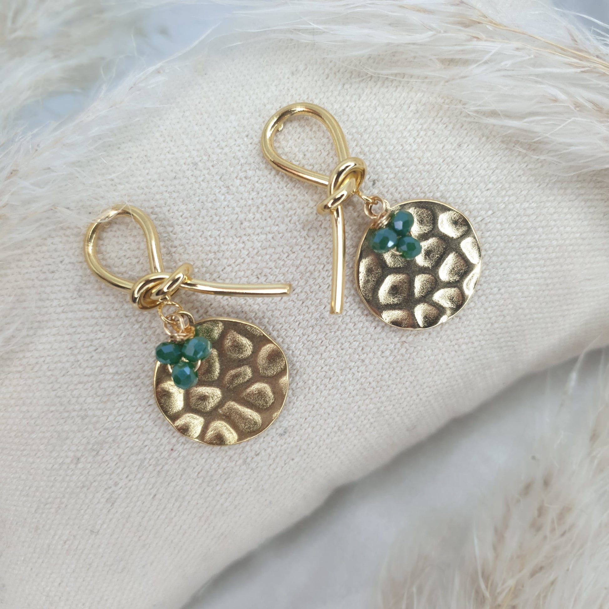 Boucles d'oreilles bohème à 3 perle verte RéussiteActif
