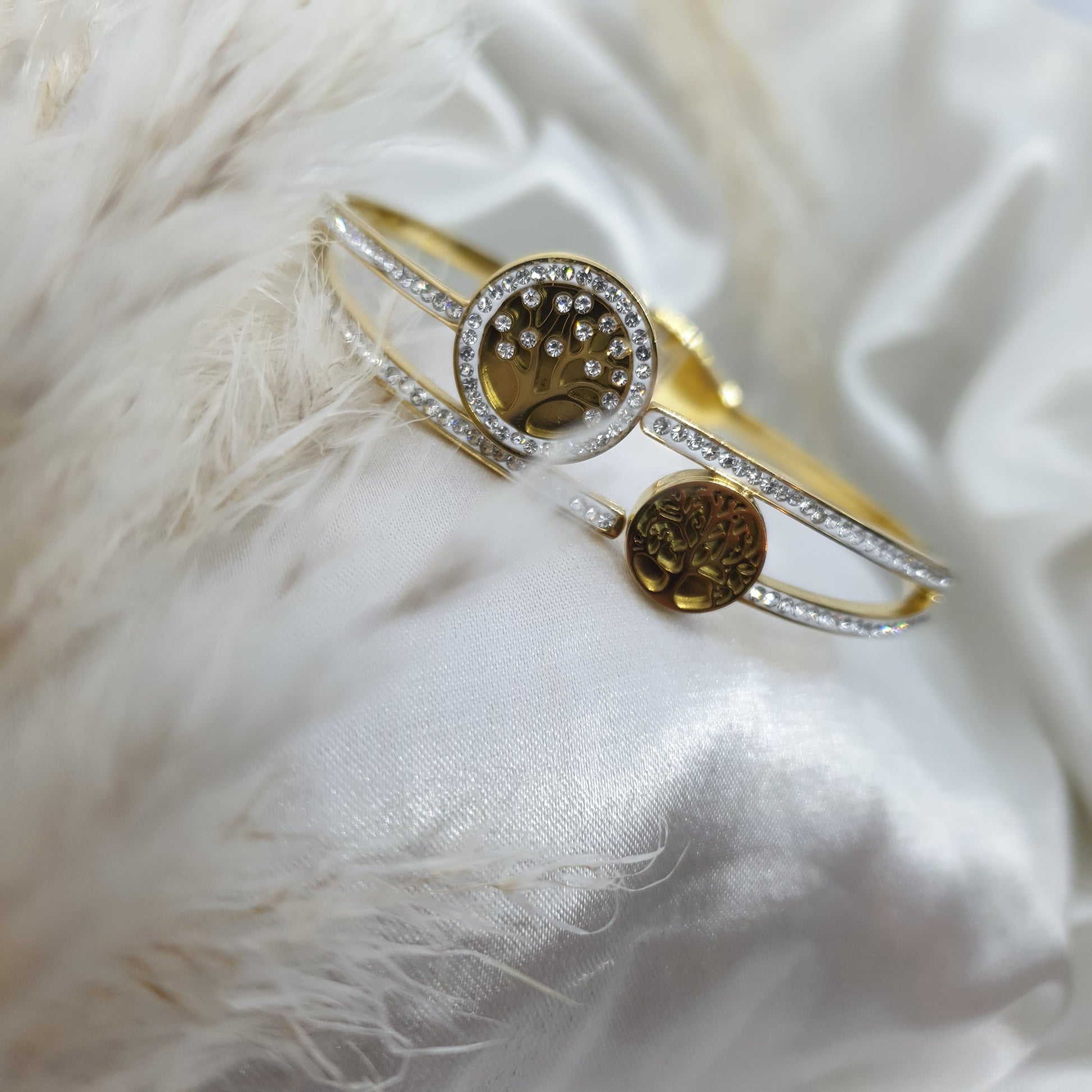 Bracelet double arbre de vie avec diamant - ZAKOUTAA