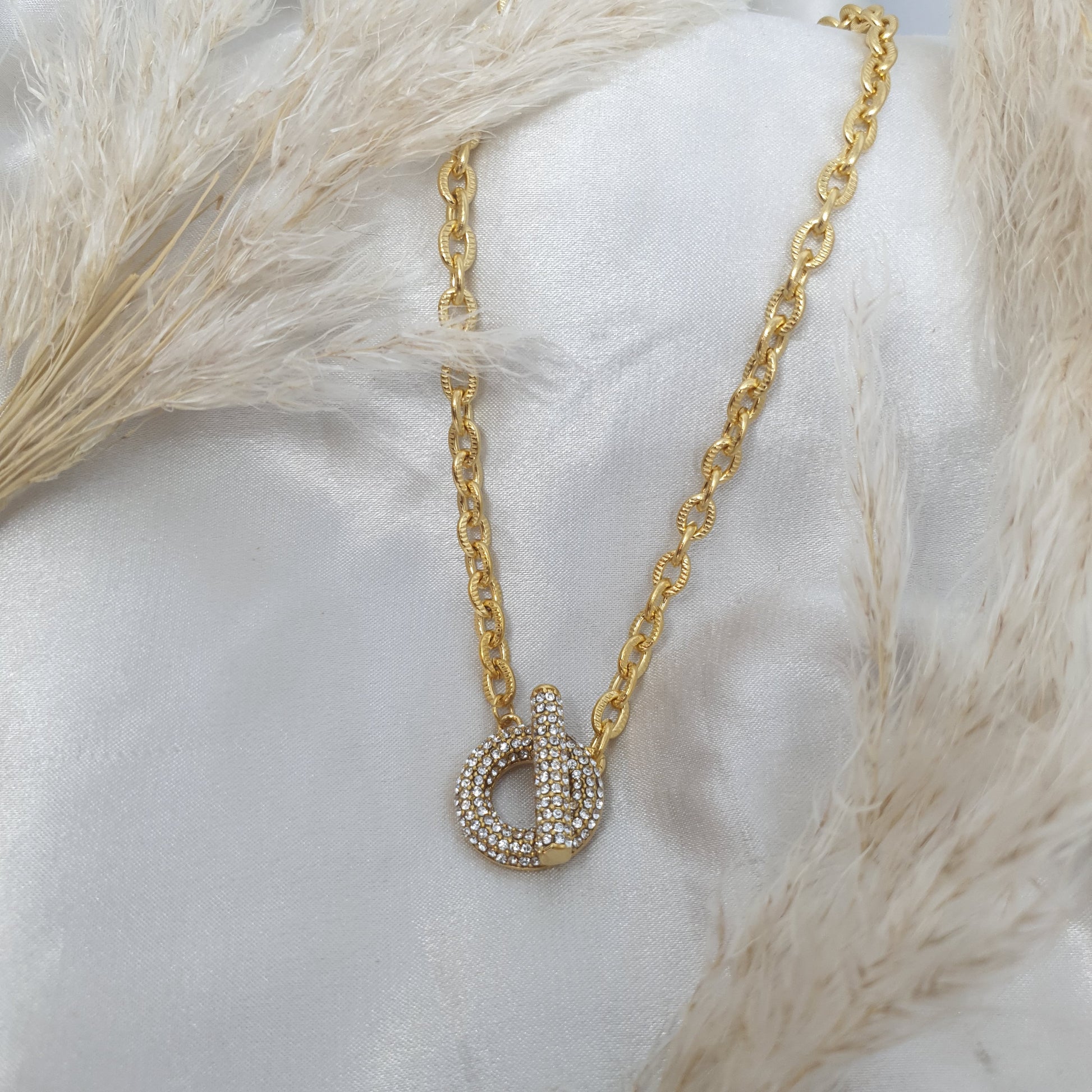 Collier circulaire doré en chaîne et strass argenté diamant HARMONIE RéussiteActif