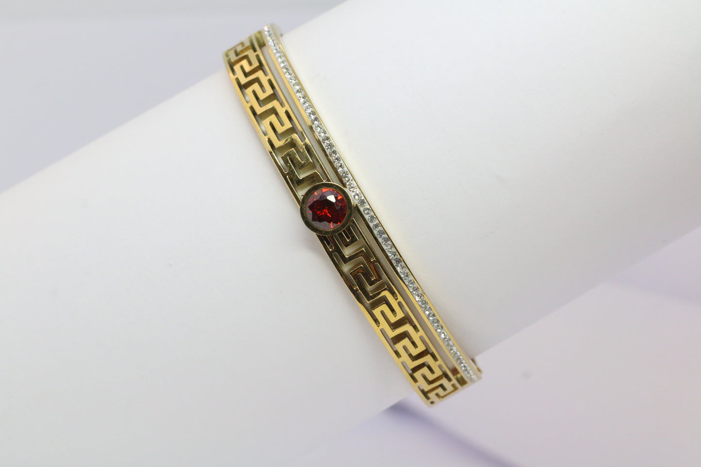 Bracelet rigide diamant Rouge en acier inoxydable