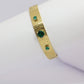 Bracelet rigide à en acier inoxydable réglable avec diamant vert