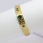 Bracelet rigide à en acier inoxydable réglable avec diamant vert