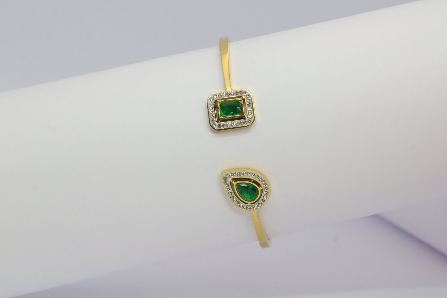 Bracelet 2 diamant vert  Émeraude