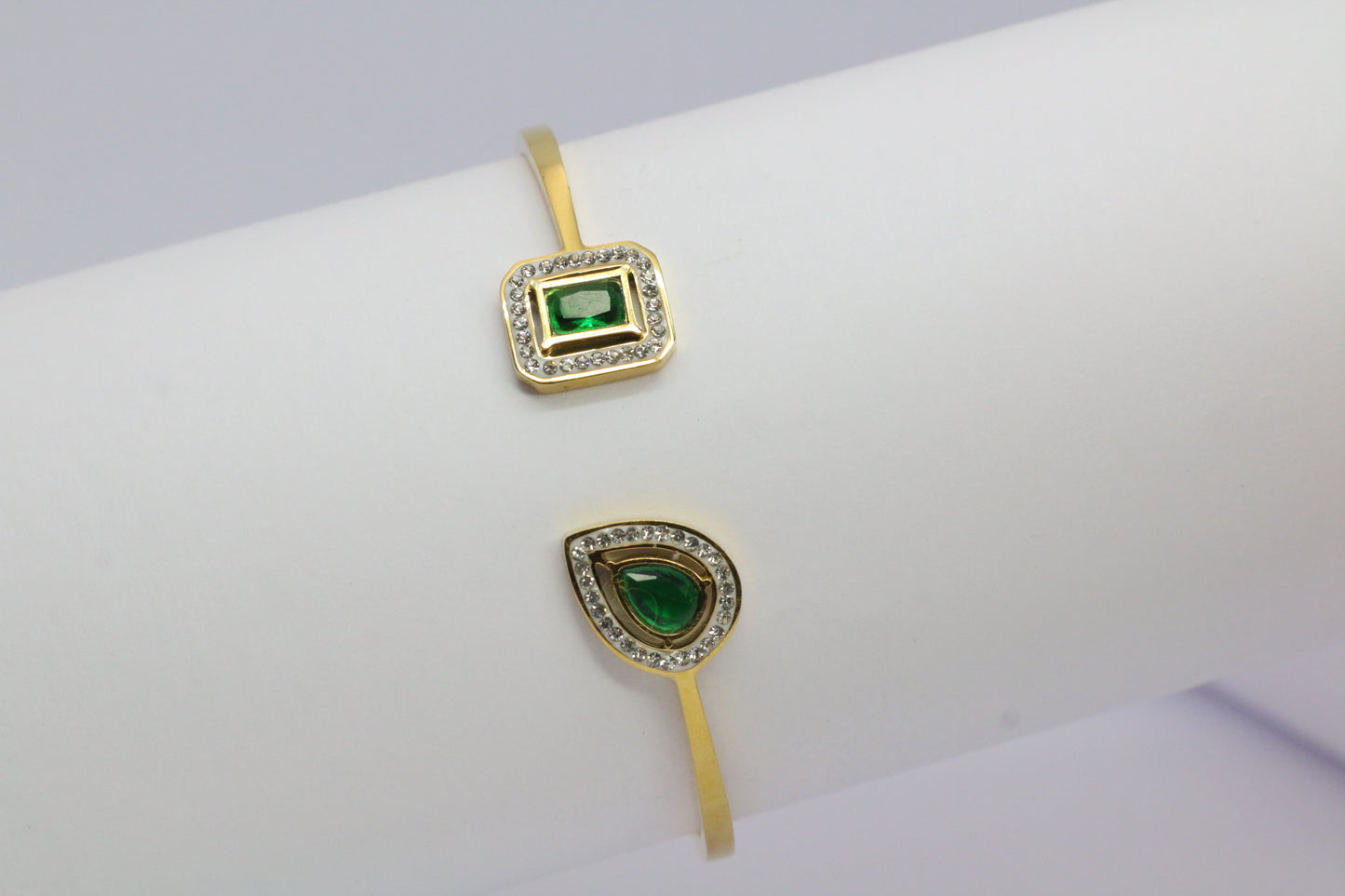Bracelet 2 diamant vert  Émeraude