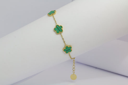 Bracelet doré en émeraude verte acier inoxydable CHANCE