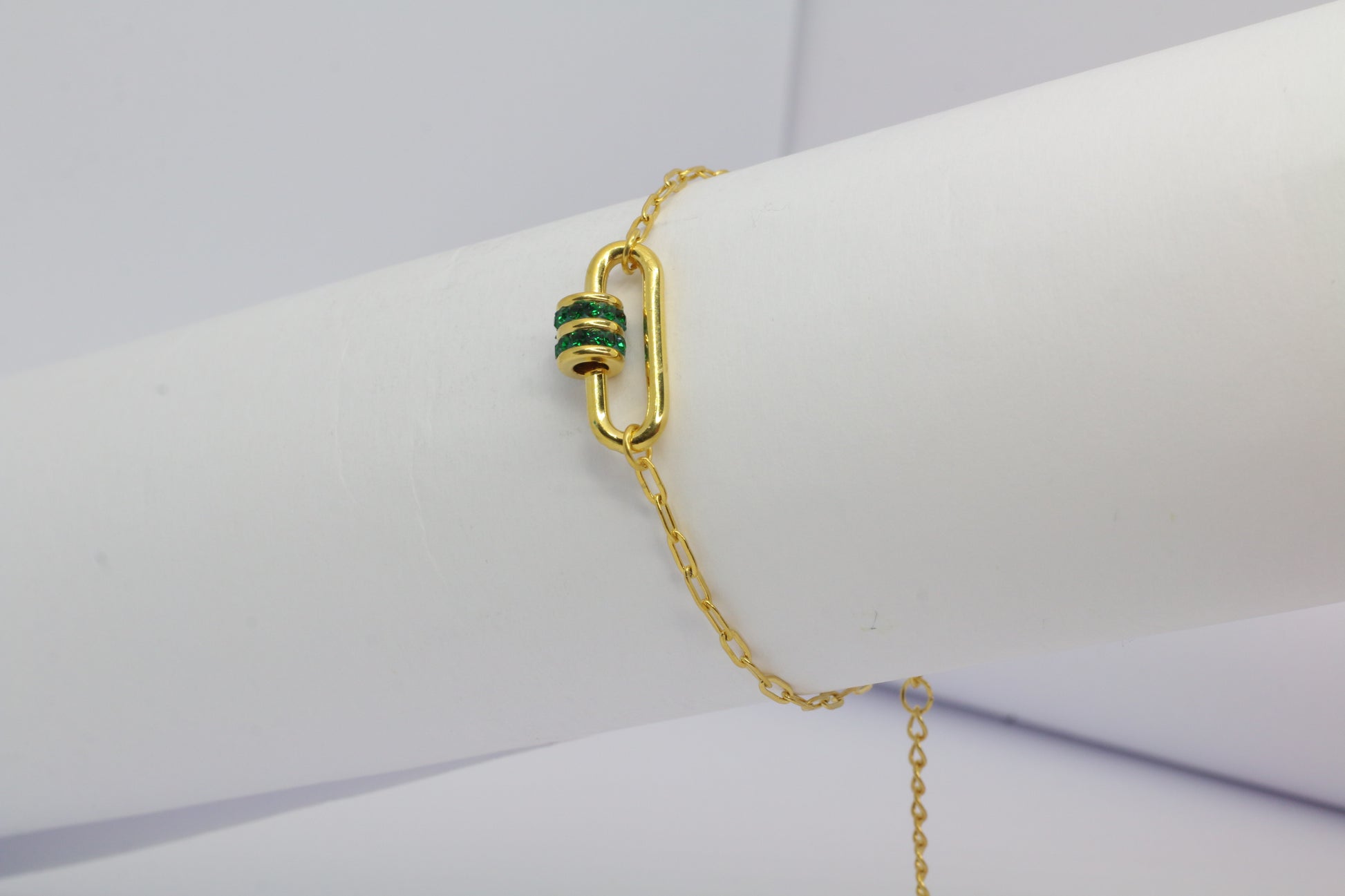 Bracelet bohème doré avec strass vert en acier inoxydable HUASCAR - ZAKOUTAA