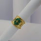 Bague dorée bohème ajustable avec pierre émeraude en acier inoxydable DIANA