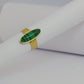 Bague bohème dorée ajustable avec pierre émeraude en acier inoxydable