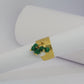 Bague dorée bohème ajustable avec breloques vertes et nacrées en acier inoxydable