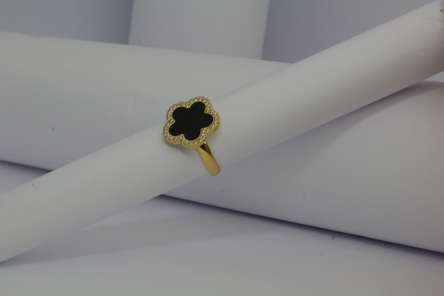 Bague dorée bohème en forme de fleur en acier inoxydable