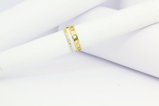 Bague double ajustable en forme de chaîne en acier inoxydable