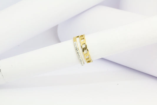 Bague double ajustable en forme de chaîne en acier inoxydable