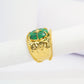 Bague dorée bohème ajustable avec pierre émeraude en acier inoxydable DIANA