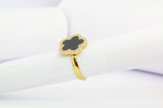 Bague dorée bohème en forme de fleur en acier inoxydable