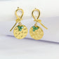 Boucles d'oreilles bohème à 3 perle verte