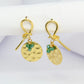 Boucles d'oreilles bohème à 3 perle verte