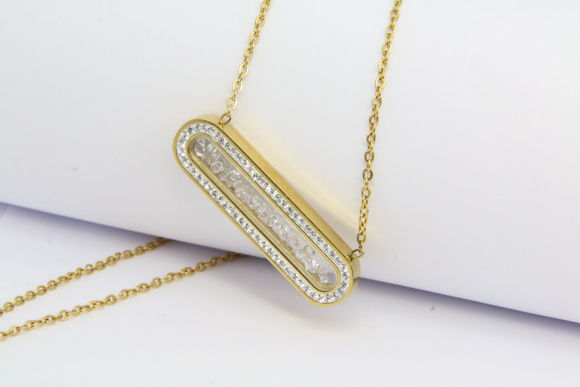 Collier doré luxe cristaux en acier inoxydable - ZAKOUTAA