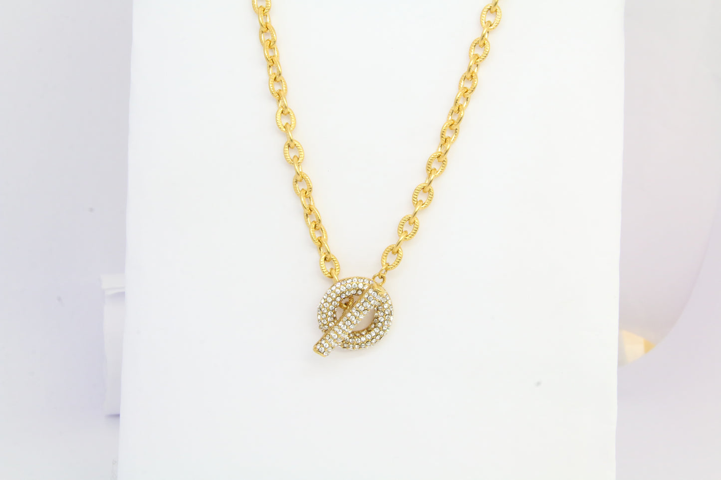 Collier circulaire doré en chaîne et strass argenté diamant HARMONIE
