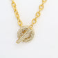 Collier circulaire doré en chaîne et strass argenté diamant HARMONIE
