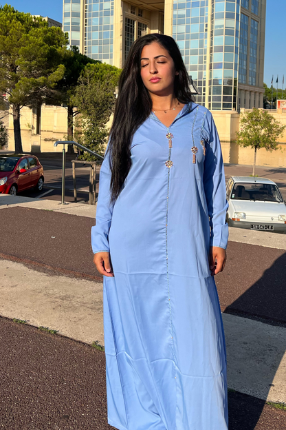 Djellaba femme bleu pastel