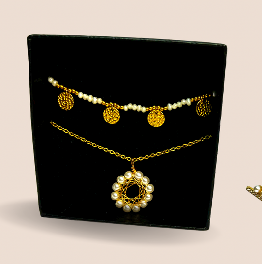 Parure en acier inoxydable 2colliers et bague