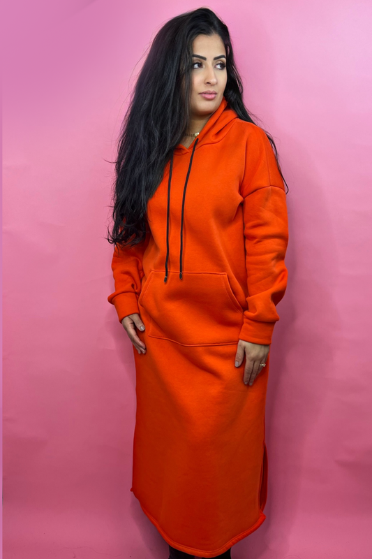 Robe Sweat à capuche orange
