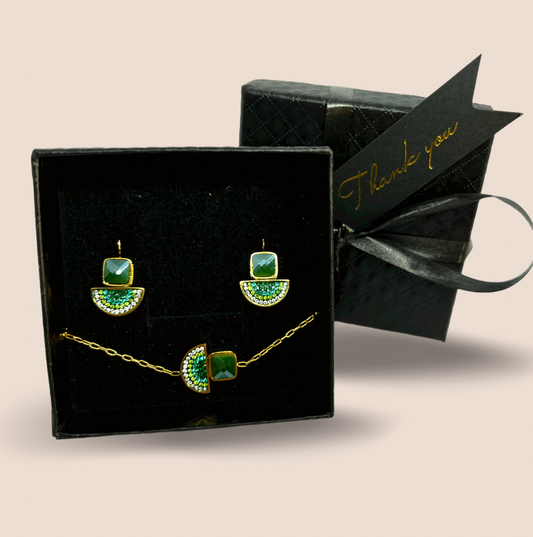 Parure en acier inoxydable boucle d'oreille  et bracelet
