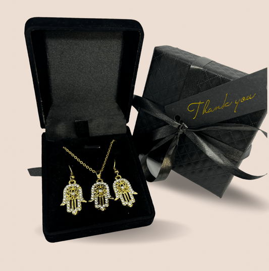 Parure en acier collier et  boucle d'oreille
