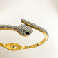Bracelet rigide serpent avec strasse en acier inoxydable