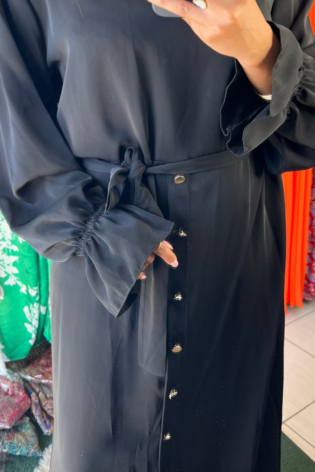 Robe longue noir pour femme avec hijabe